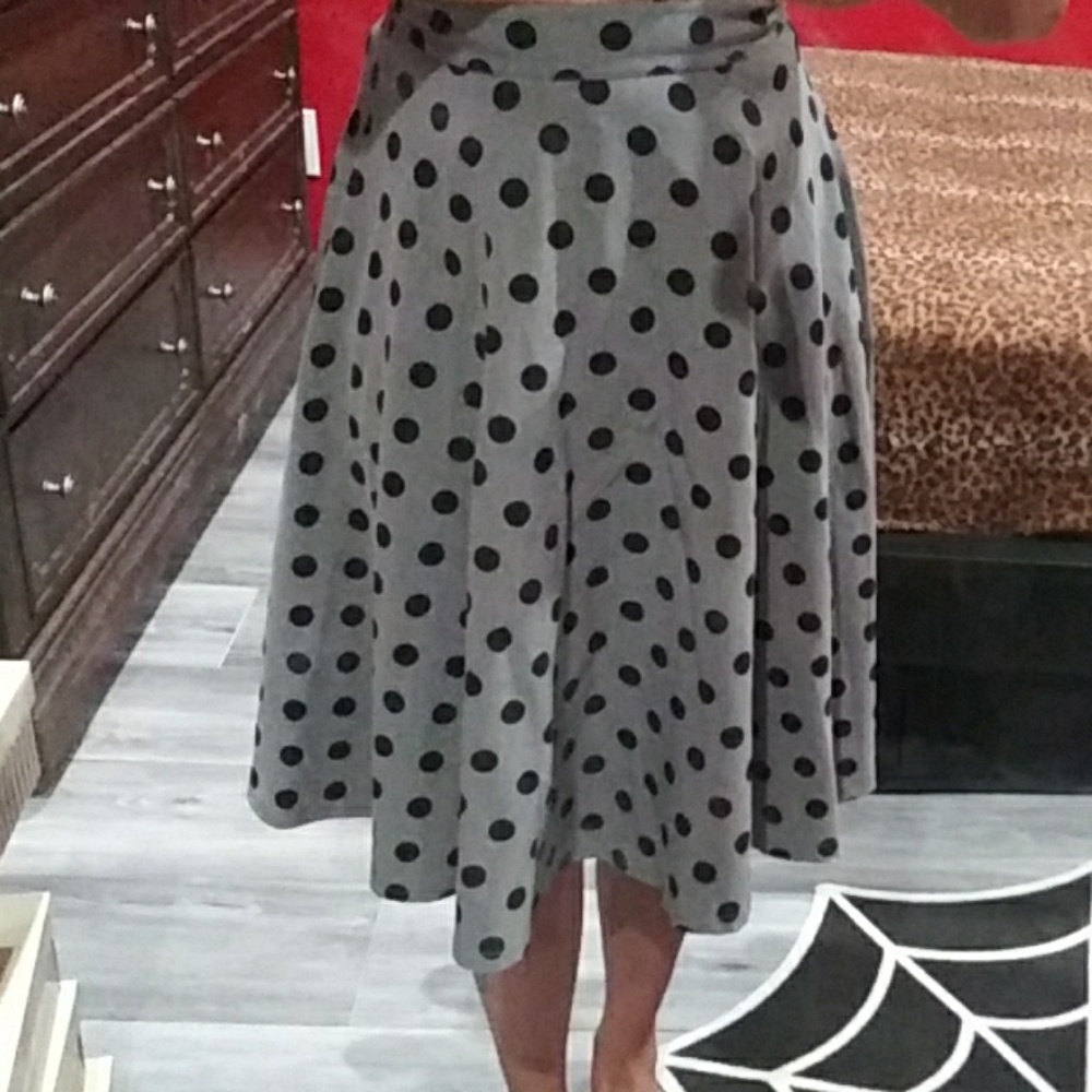 RockSteady Grey Polka Dot Circle Skirt